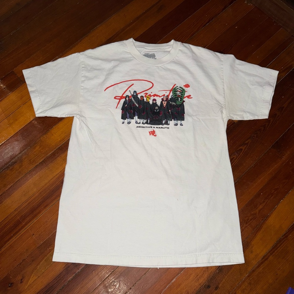 Primitive White Short Sleeve Tee with anime Design